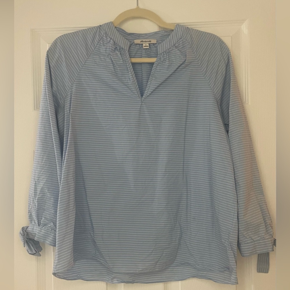 Madewell Tie Sleeve Striped Blouse